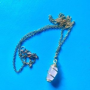 Rose Quartz Wire Wrapped Crystal Necklace